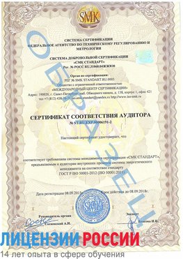Образец сертификата соответствия аудитора №ST.RU.EXP.00006191-2 Армянск Сертификат ISO 50001